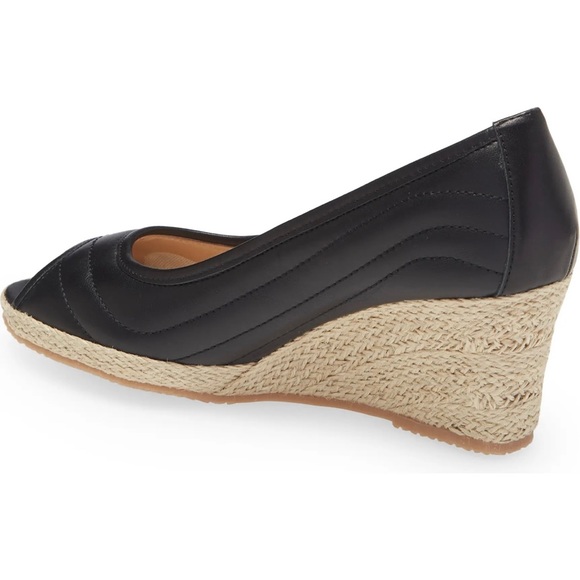 Ron White Ellary Espadrille Wedge Sandals | Quilted Leather  Heels | Size 8 US - Picture 2 of 11